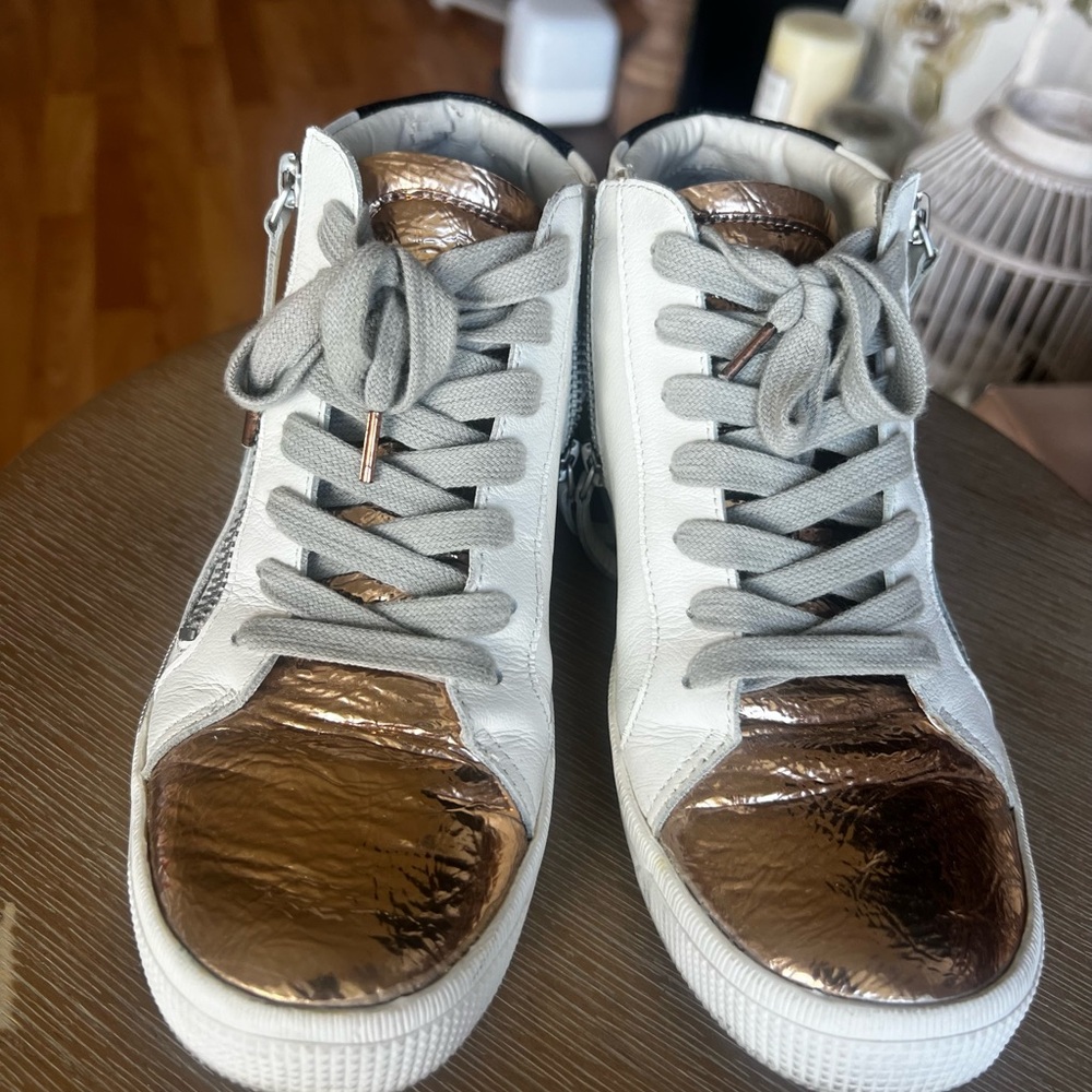 Dolce Vita White and Gold Sneakers
